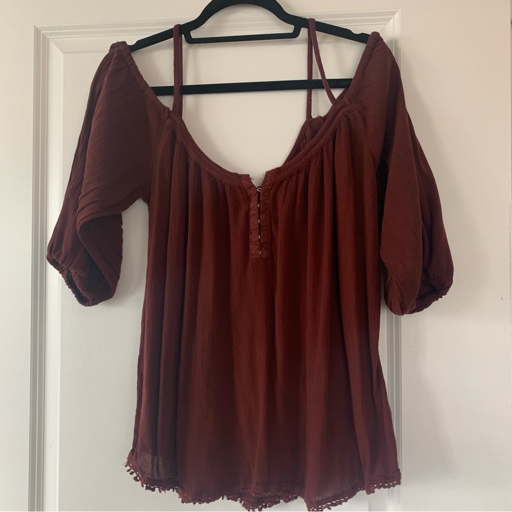 Maroon Urban Outfitters Off the Shoulder Top ❤️ WORN ONCE!